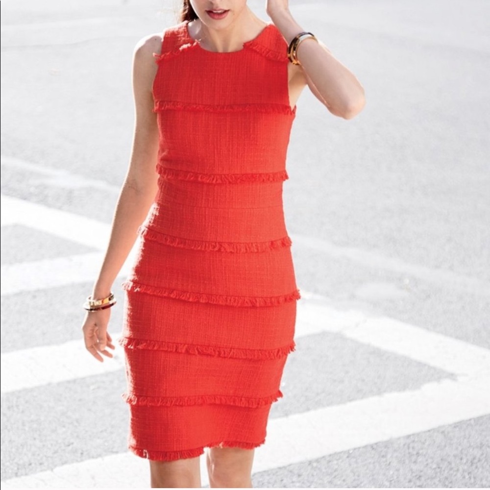 EUC J. Crew Tweed Fringe Sheath Dress